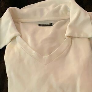GIORGIO ARMANI BLACK LABEL COLLARED WHITE V TSHIRT 10